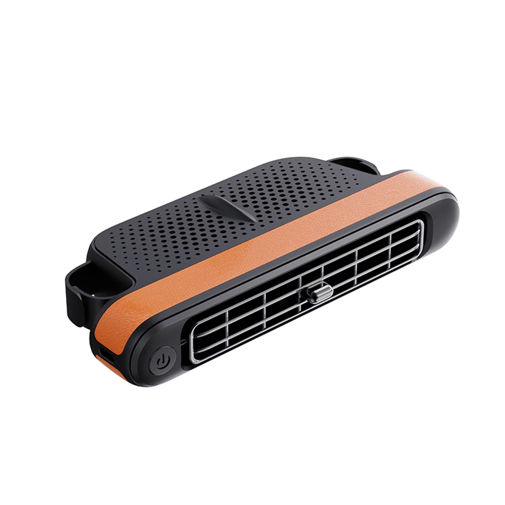 Black Brown Stripe Auto Backseat Fan Type-C Power Cord Strong Wind Power Efficient Cooling Quiet And Powerful Passenger Comfort