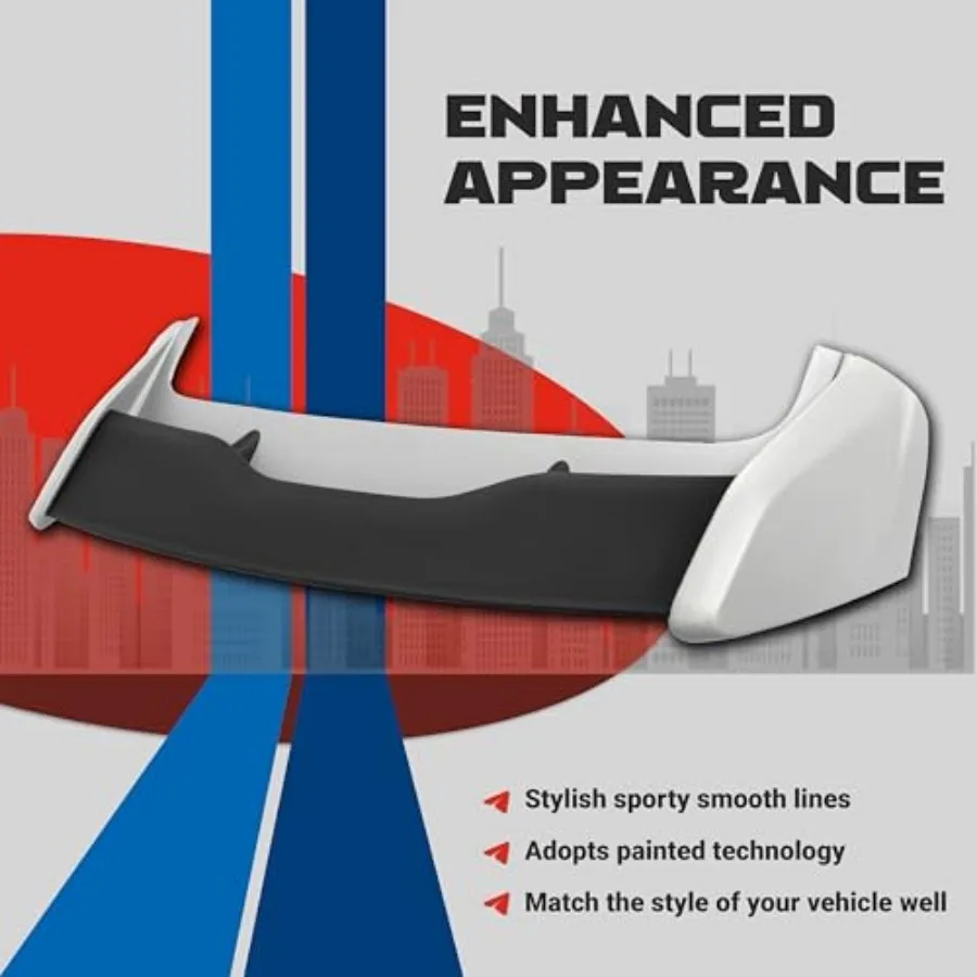 KUAFU Dakspoiler Compatibel met 2012-2018 Ford Focus Hatchback Modellen Achterwindspoiler Plastic Grijs Zwart Geschilderd voor Enhan