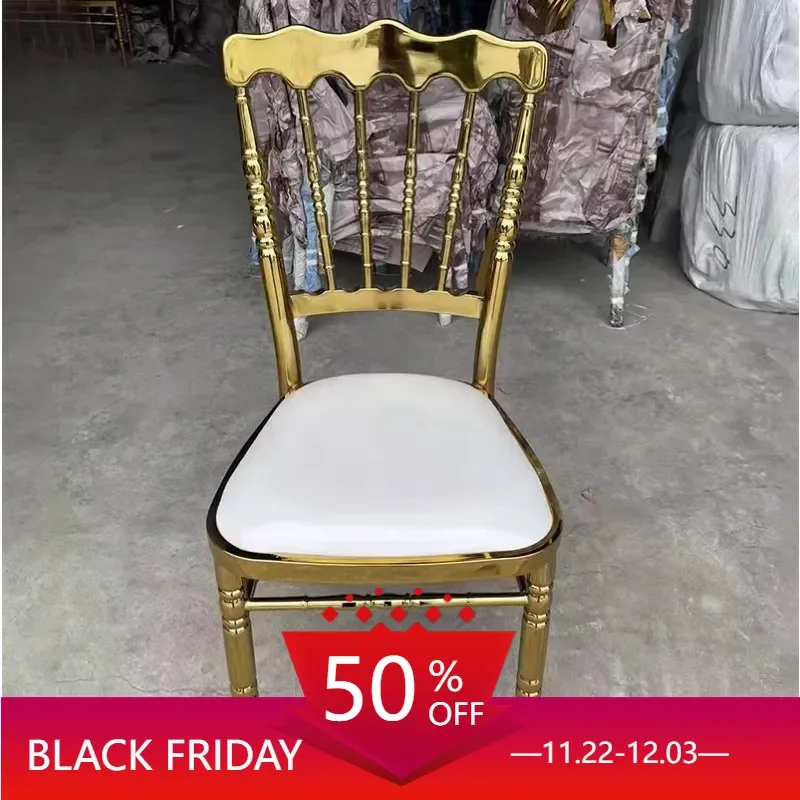 6 Pcs Chivalry Chairs Stackable Metal Banquet King Chair Event Decorations Guest Replica Design Hallway Glossy Mueble Garden