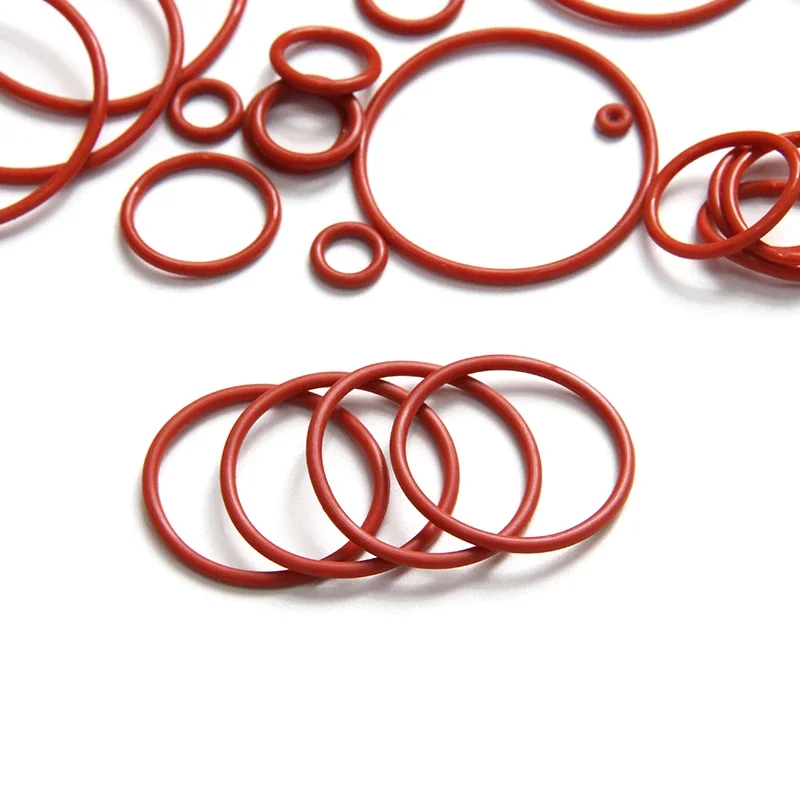 10/50pcs VMQ O Ring Gasket CS 2mm OD 5 ~ 100mm Red Waterproof Washer Round O Shape Silicone Ring Food Grade
