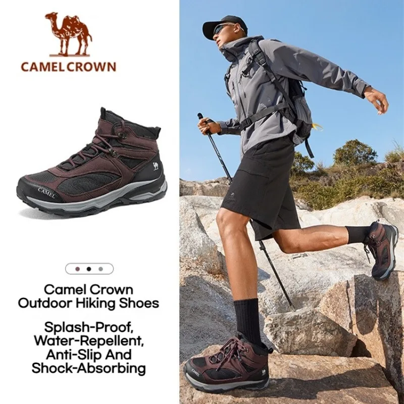 CAMEL Outdoor Hiking Boots Men & Women Mid-Top Thick Sole Waterproof Anti-Slip Mountaineering Boots Snow Insulated Warm Sneakers