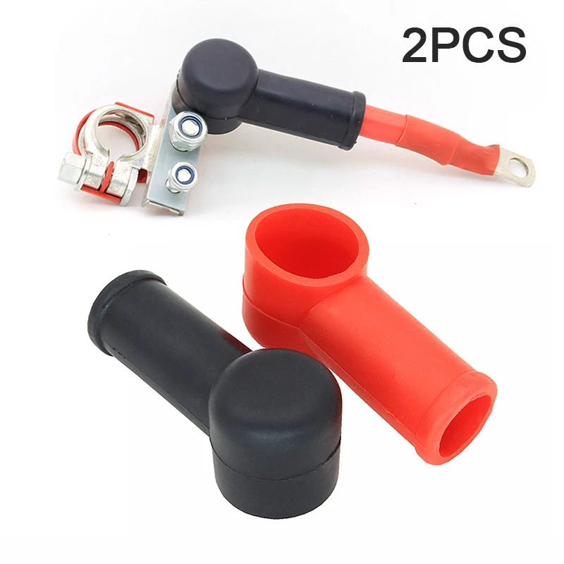 2 Pcs Rubber Car Motorcycles Battery Negative Positive Terminal Cover Cap Boat Insulating Protector Replacement Batteries