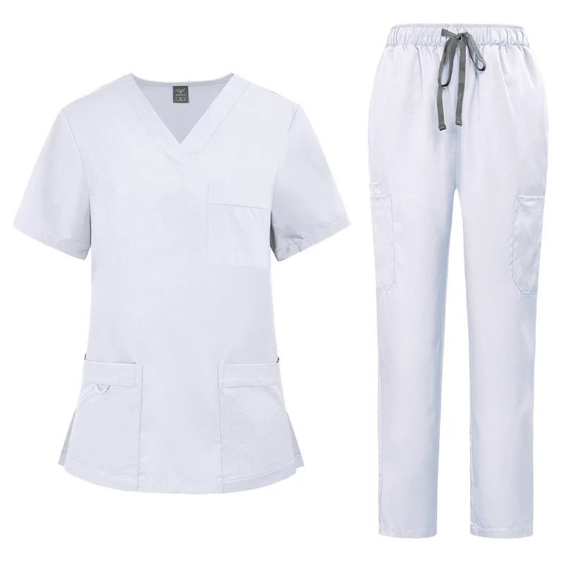 Bequeme und atmungsaktive Unisex-Krankenschwesteruniformen, separates Set für Ärzte und Krankenschwestern in Schönheitshastanien. Handwaschbare Peelings