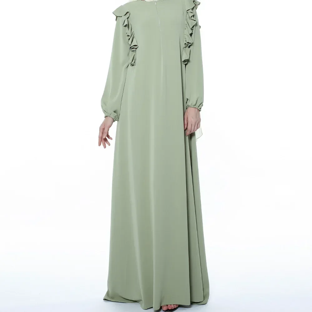 Ruffled Women Dress Muslim Abayas Women Spring and Autumn Abaya Fashion Elegant Casual  Long Sleeve Turkey Dress for Women Robes