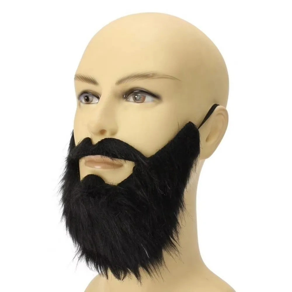 Synthetic Fiber Fake Beard Mustache Soft Hair Elastic Band Facial Hair Props Dress Up Black/Brown/White Costume Beard