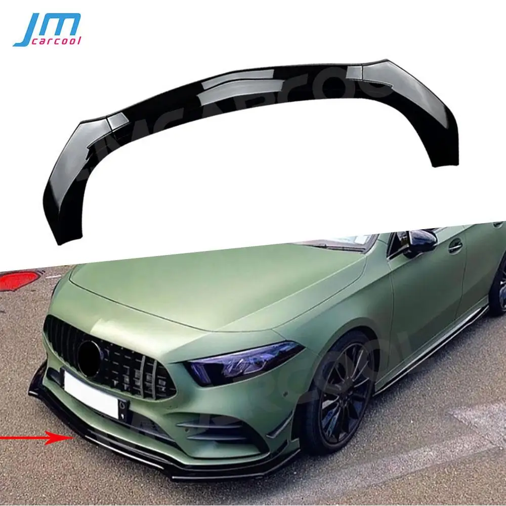 

ABS Carbon Look Car Front Lip Bumper Chin Spoiler Cover For Mercedes Benz A Class W177 A180 A200 A35 AMG 2019-2023 BodyKits