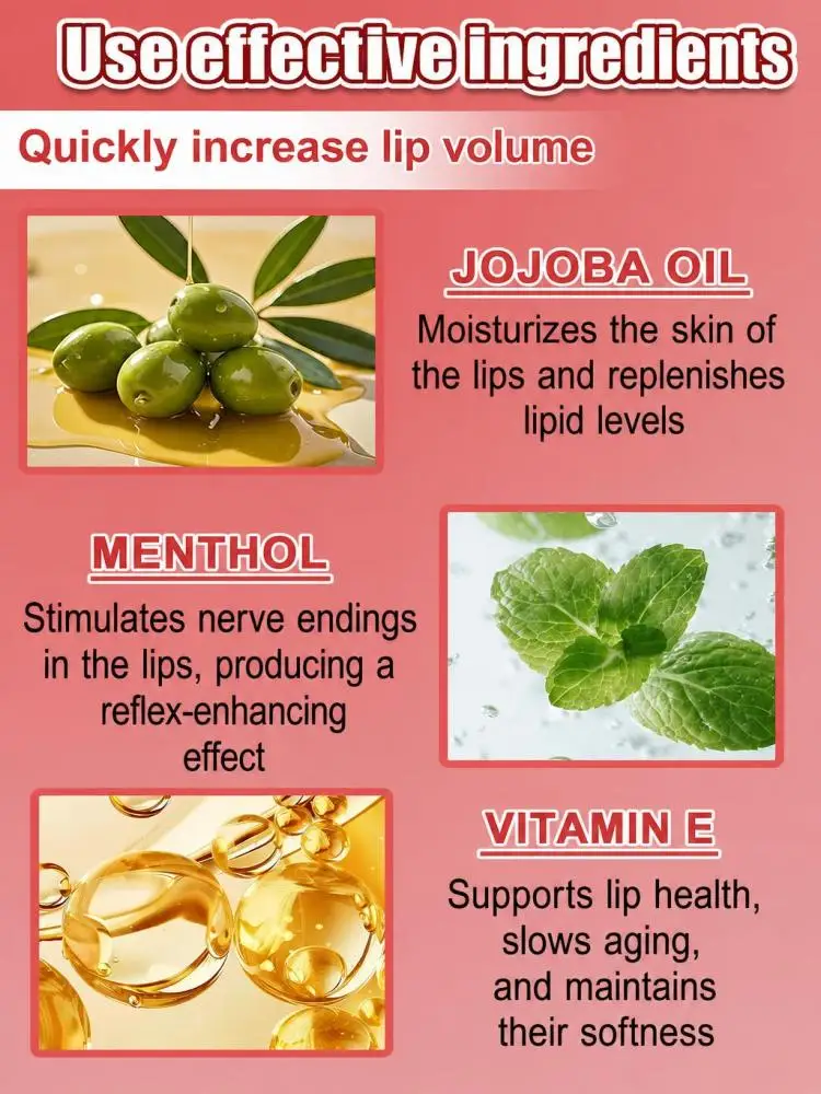 Comfort Lip Plumping Liquid Serum, Lock Moisture for Lip Skin, Alleviate Dry‑Tight Lip Feeling, Help Get Attractive Full‑Shaped Lip Look, Skin‑Friendly Formula for Women Daily Lip Cosmetic Maintenance