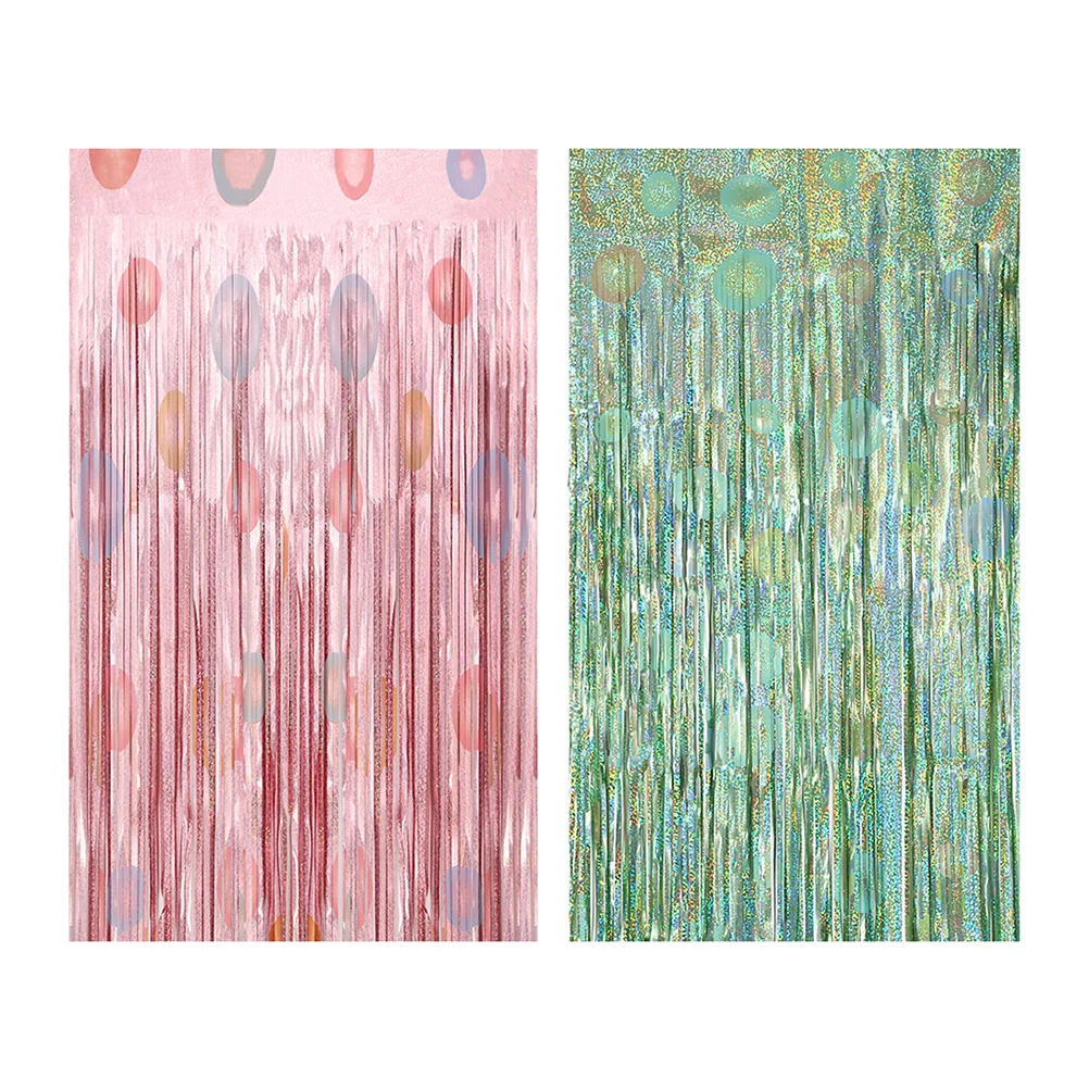 

2Pcs Easter Background Curtain Exquisite Hanging Decor Home Party Festival Pendant Decorative Easter Ornament Fringe Backdrop