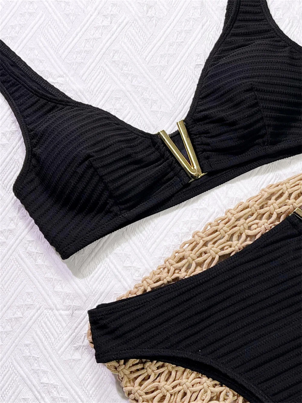 مثير الخامس سلك بيكيني الأسود Tankini قطعتين ملابس السباحة النساء رفع التضليع ملابس السباحة عطلة الاستحمام مايوهات الشاطئ الزي #6