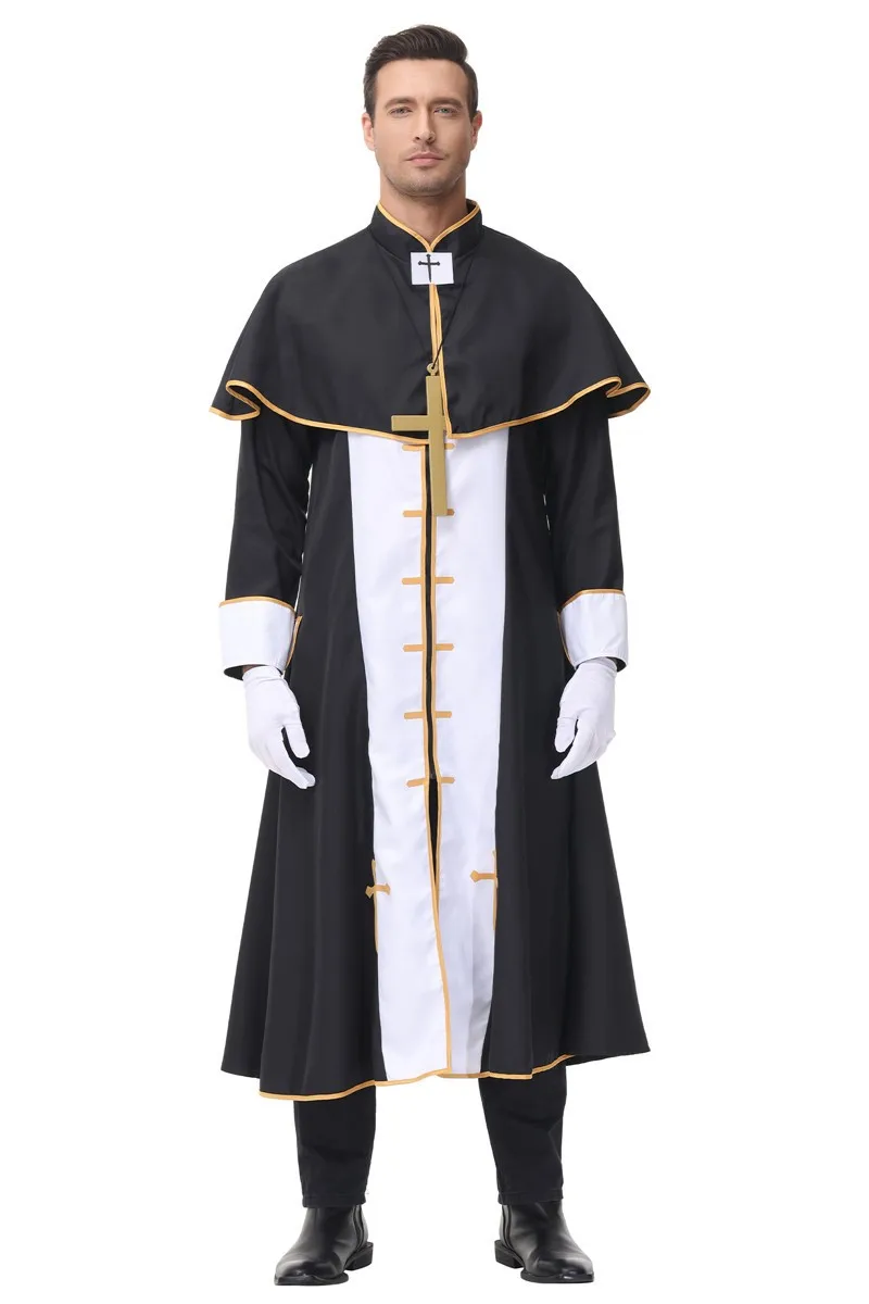 Costume de Cosplay du prêtre assistant du milieu du siècle pour hommes, Robe d'halloween du dieu de la mort, tenue de plang en Polyester, printemps 2023