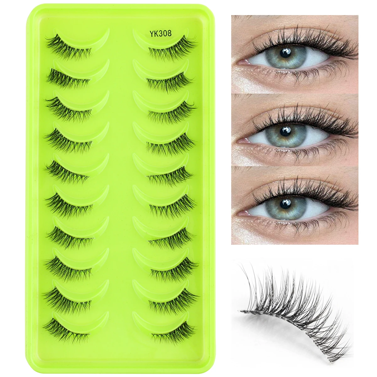 Half Lashes 3/6/10 Pairs 3D Mink Natural Short Cat Eye Fluffy Winged Sexy Fox Eye Makeup False Eyelash Extension Faux Cils