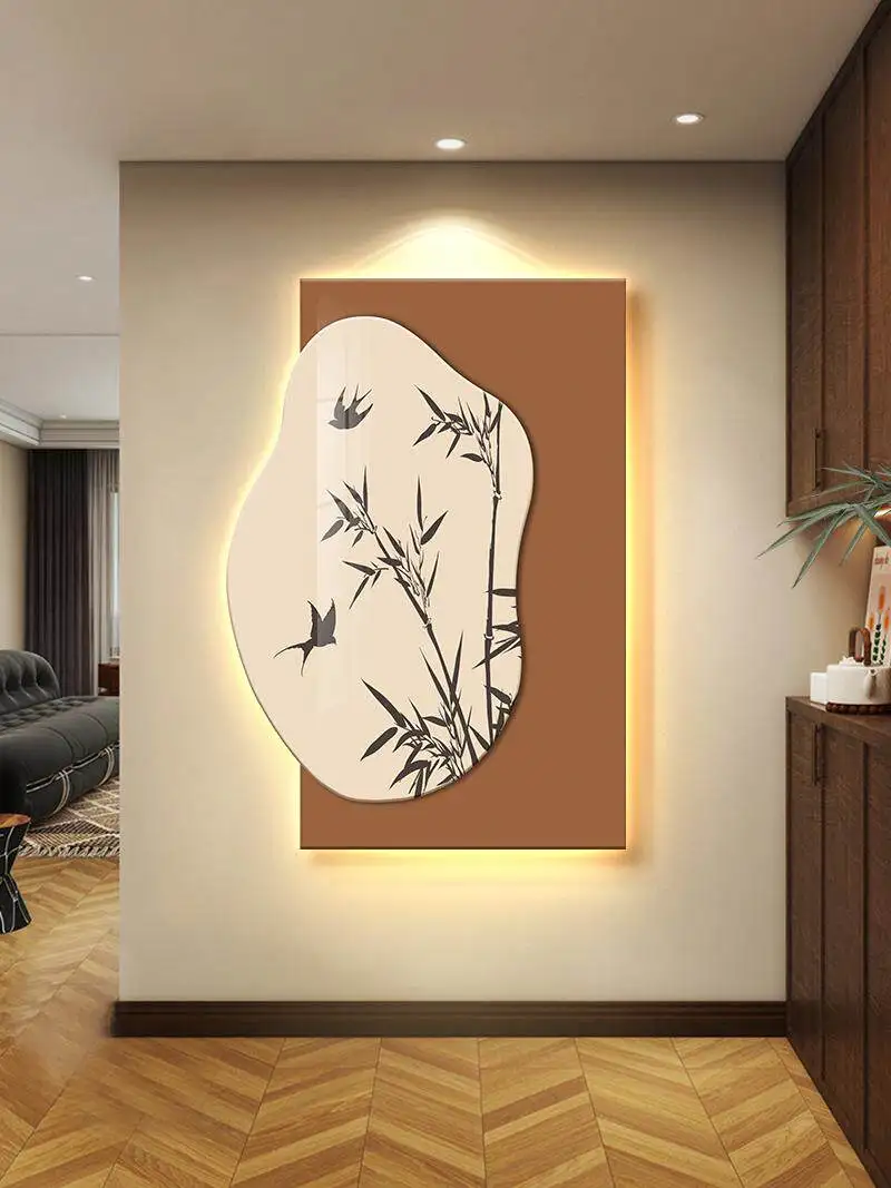 Middle ancient style entrance hall decoration painting, niche art, LED light painting, 2026 new corridor corridor mural painting