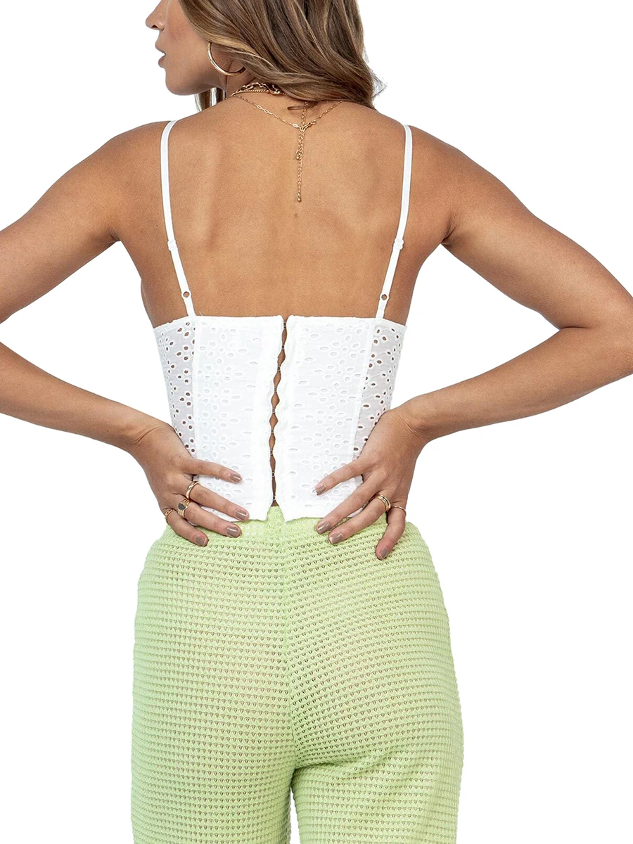 Women s Corset Crop Tops Sleeveless V Neck Hook and Eye Back Solid Color Camisole