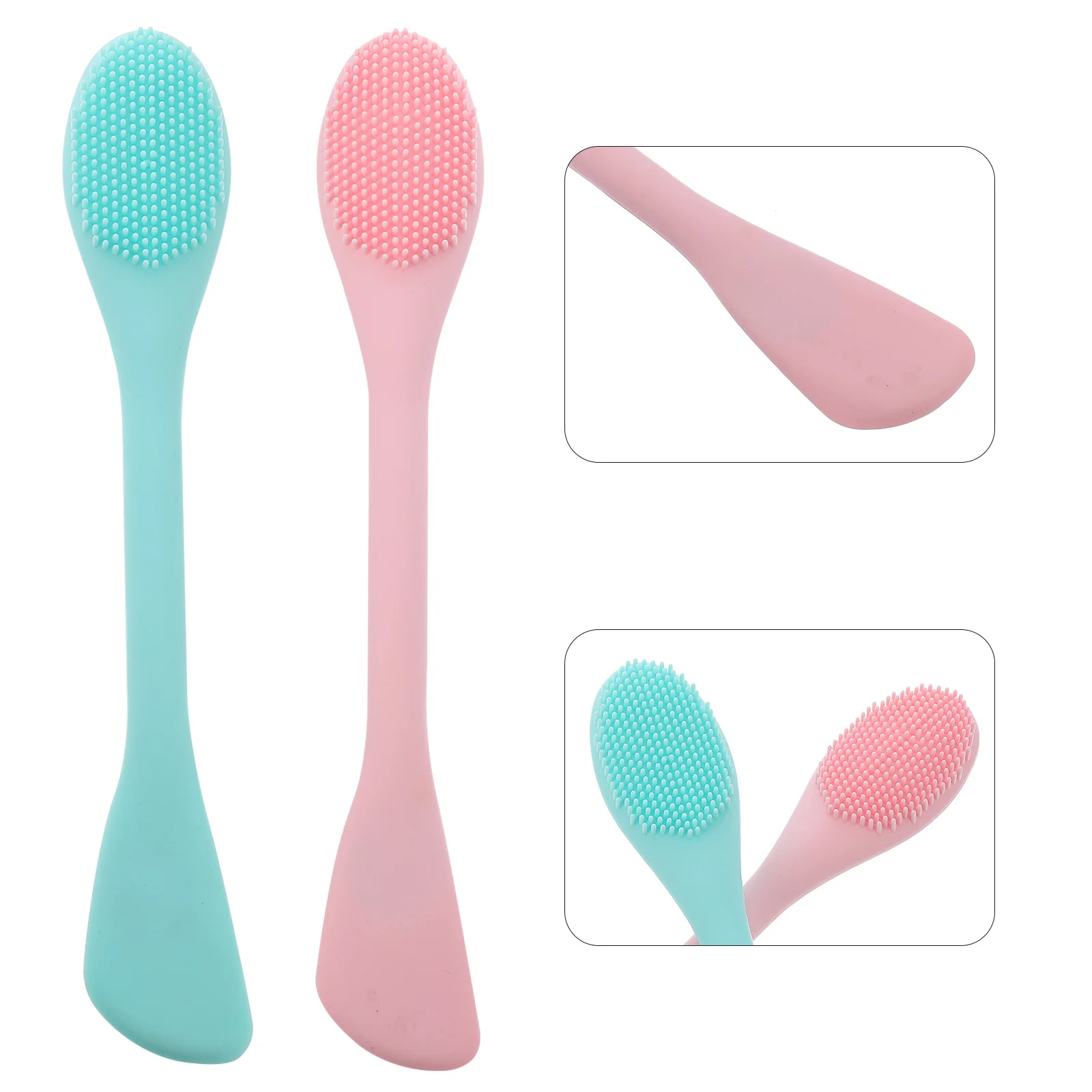 2 Pcs Silicone Face Brush Scraper Tool Facial Cleansing Lips Silica Gel Scrubber Tools