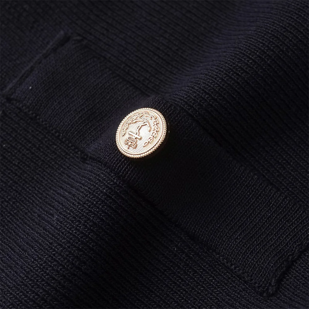 2024 RARF loose and wide pleated knitted button pocket decoration long sleeved short dress autumn new item