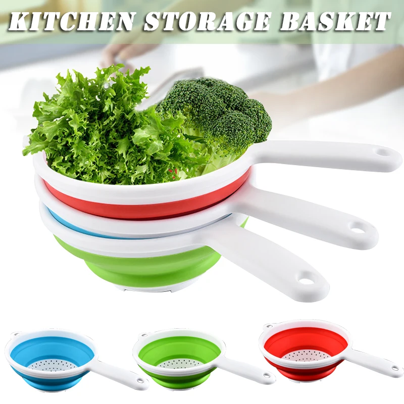 Kitchen Foldable Pasta Strainers Collapsible Colanders with Handles Space-Saver Drain Basket For fruit spaghetti pasta broccoli