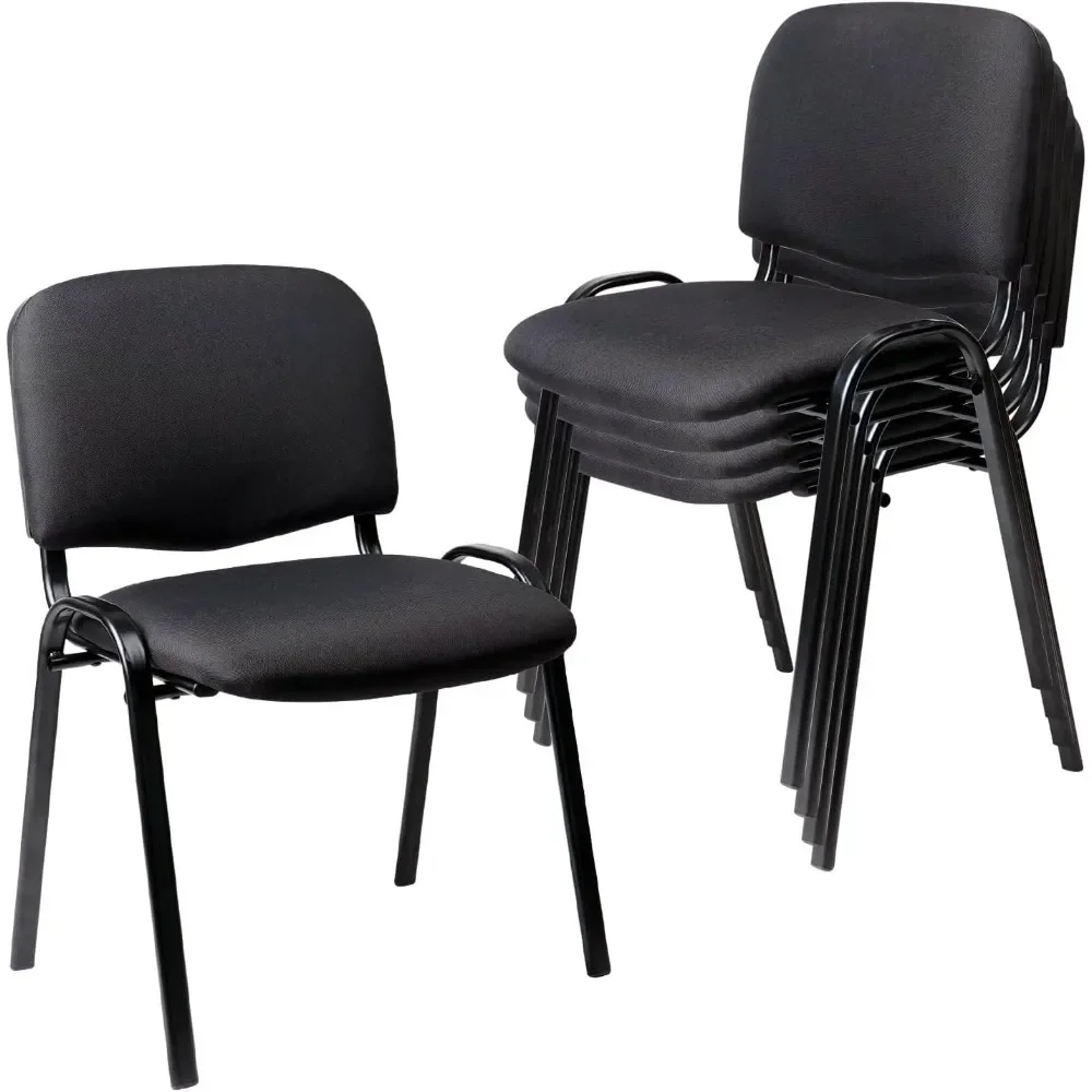 Chairs  (5 Pack)Fabric Black Reception Chairs Metal with Thickened Seat Back Cushion for Waiting Conference Room Guest Chairs