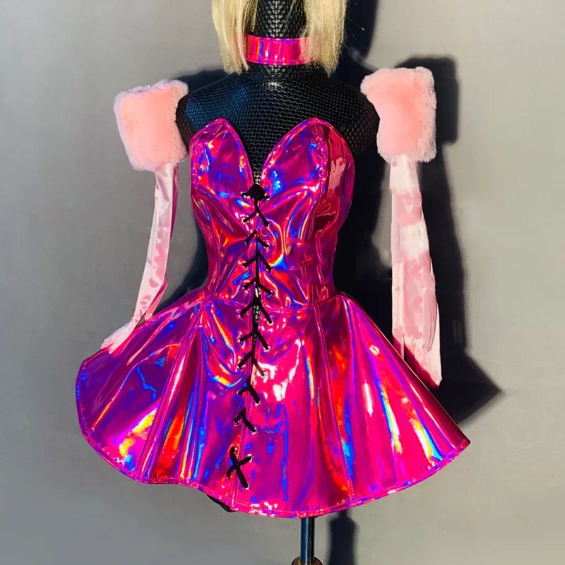 Laser Mirror Dress for Singer Performance, Drag Queen Traje, Gogo Dancer Outfit, Roupa para Festival, Roupas Rave, Jazz Dancewear