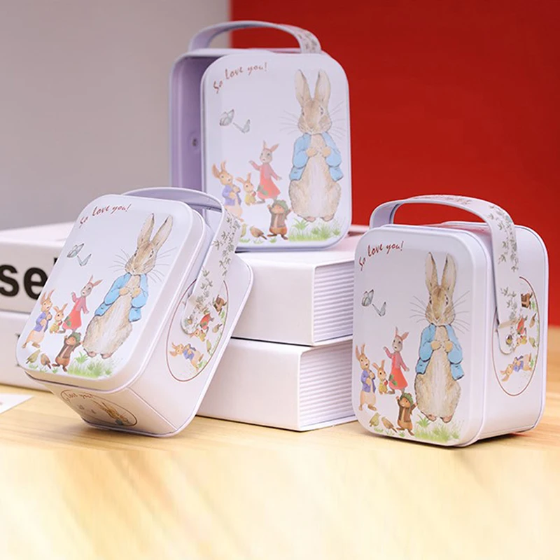 White Rabbit Toffee Tin Can Small Suitcase Storage Metal Candy Box Gift