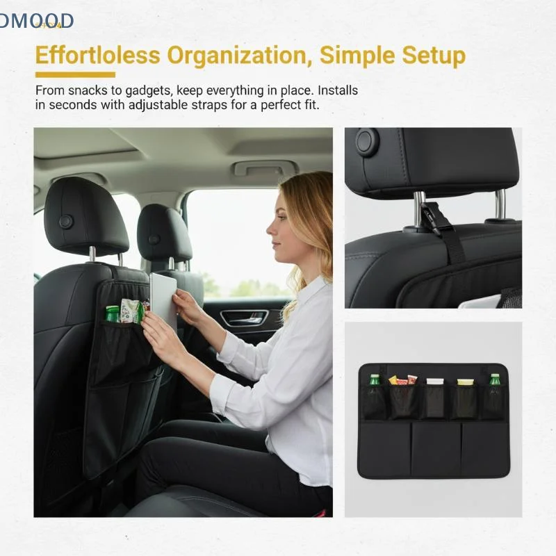 【CR】Automotive Rear Seat Cover with Waterproof Surface Three Deep Storage Pockets Best for Travel and Commute