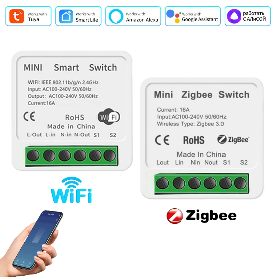 

Tuya WiFi / Zigbee Smart Switch Mini Breaker Remote DIY Module Smart Home Switch Works with Alexa Google Home Smart Life App