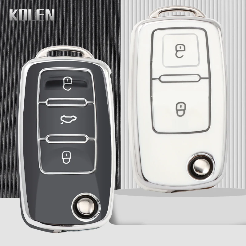 TPU Car Key Case Cover Shell Fob For VW Volkswagen MK4 Bora Golf 4 5 6 Jetta Passat Polo Touran Skoda Octavia Seat 2 3 Buttons