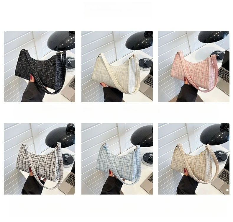 Damen-Unterarmtasche mit minimalistischem Gittermuster, modische High-End-Design-Umhängetasche, lässige, vielseitige Geldbörse für den Pendelverkehr – Detail 2