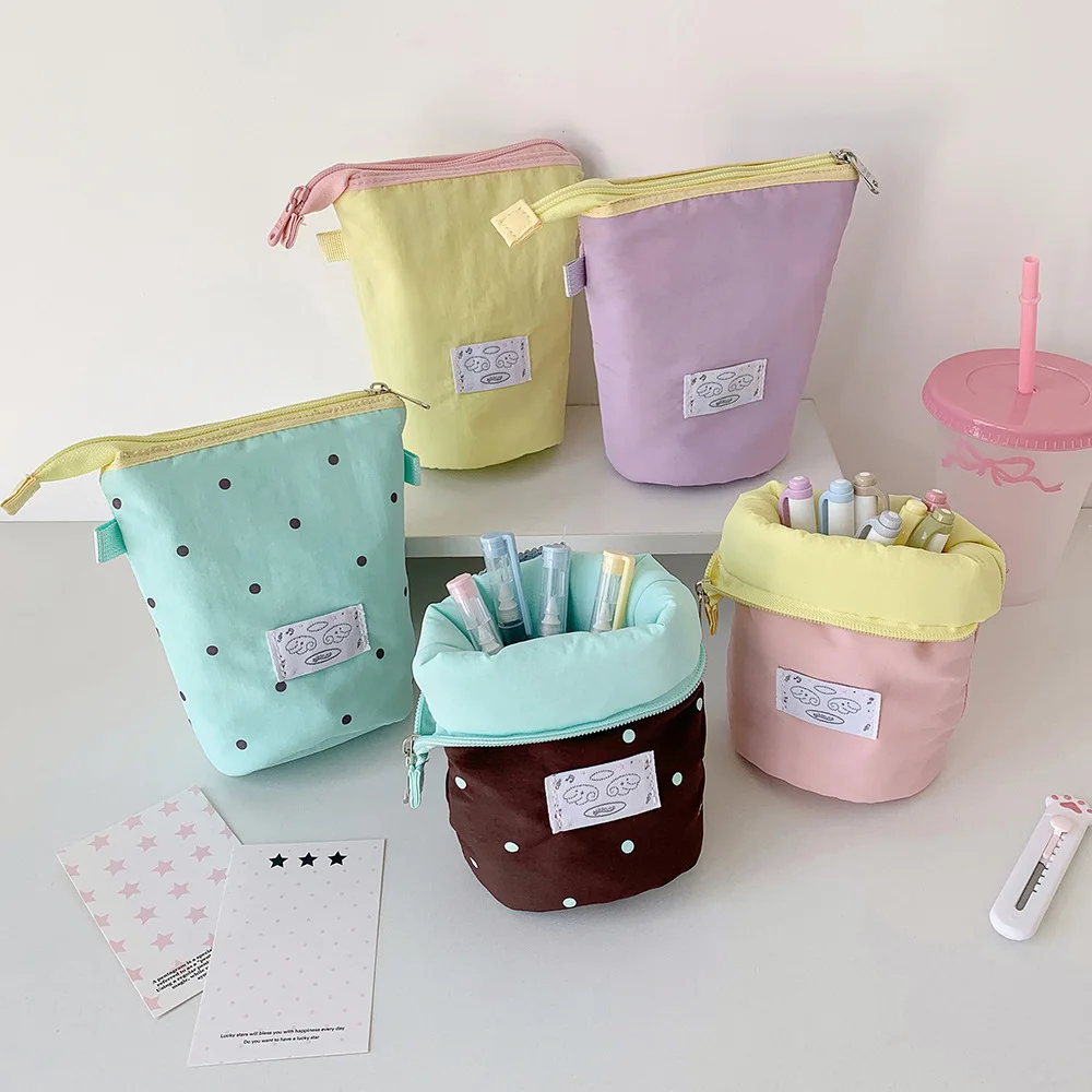 Transformer Pencil Bag Case Fold Pen Pouch Solid Color Pink Green Ruler Holder Organizer School Supplies Stationery Storage INS
