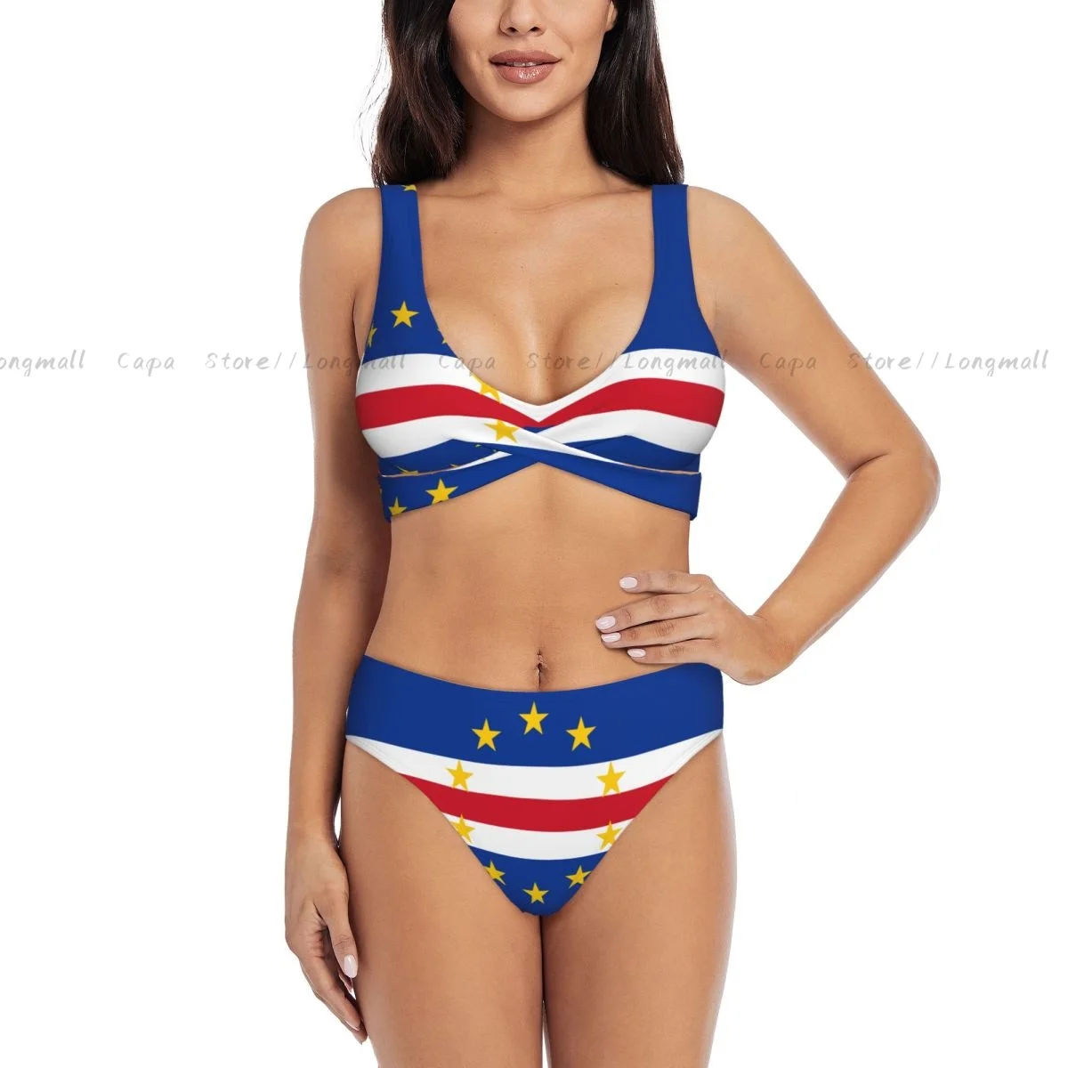 여성 비키니 세트 카보베르데 국기 수영복은 여성 수영복 수영복을 밀어