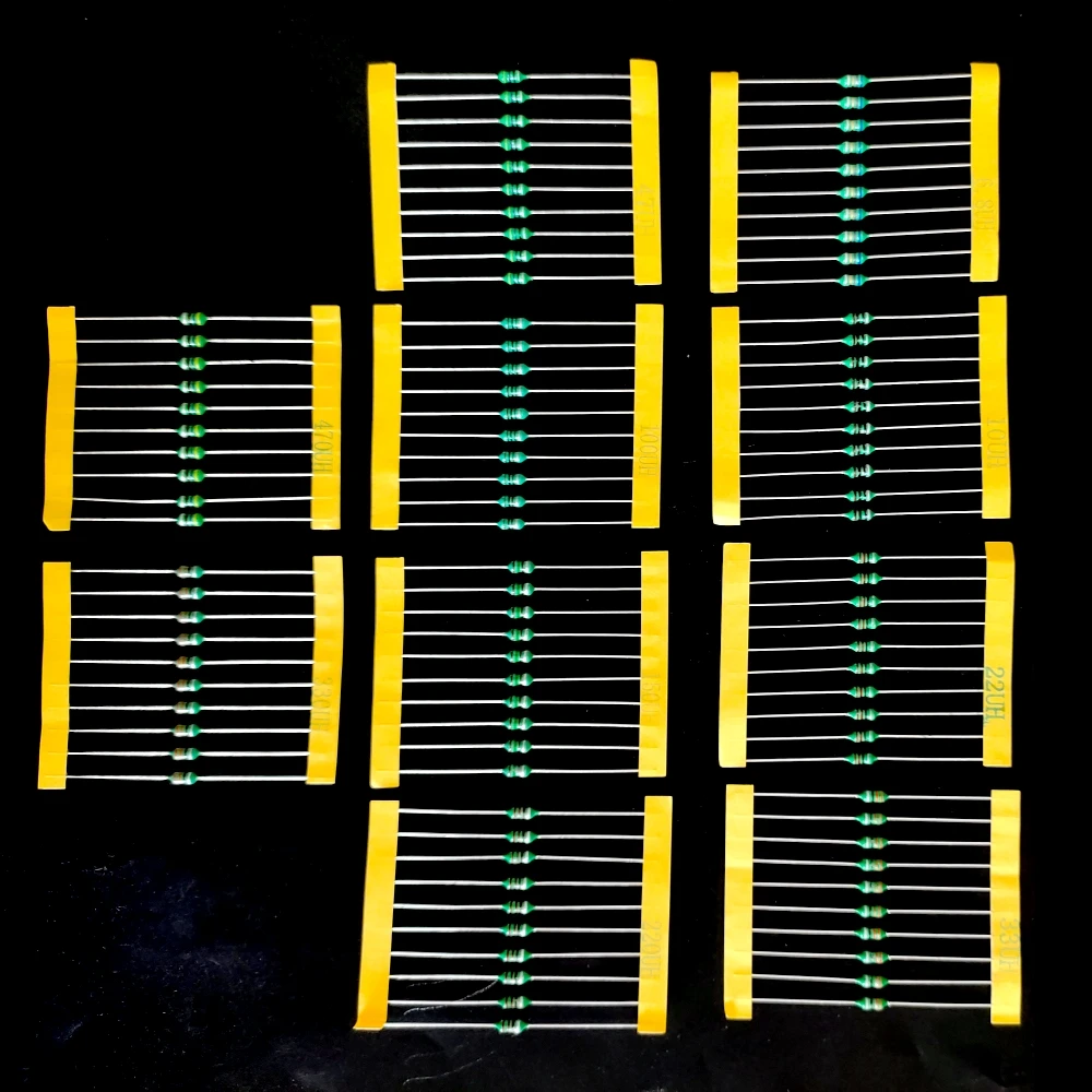 120Pcs 0307 DIP Color Ring Inductors Assorted Kit 1/4W 12 Kinds Axial Lead Fixed Inductor 1UH To 470UH Electronic Components