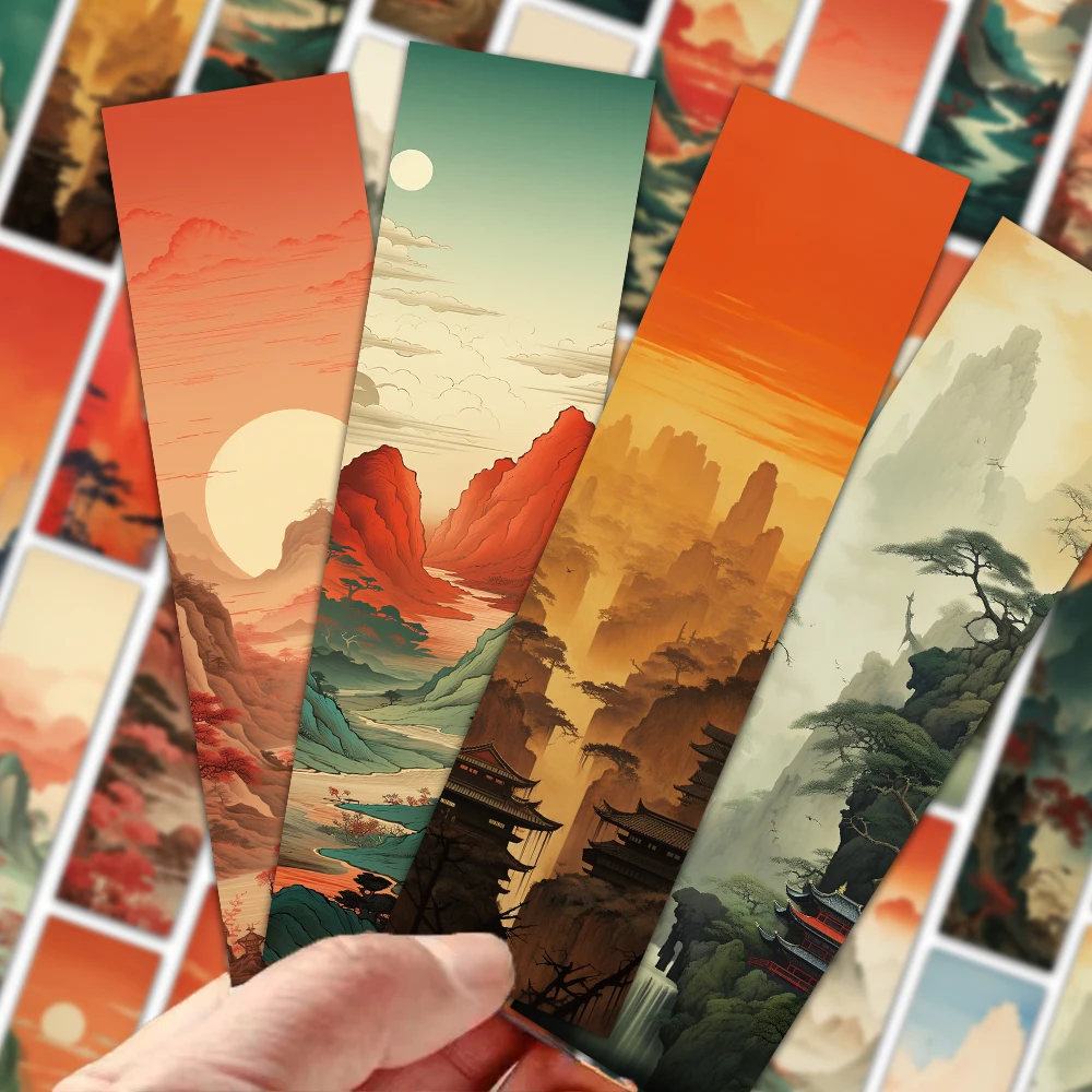 

30pcs Chinese Landscape Bookmark Literary Classical Decoration Reading Page Mark Books Mark Students Creative Gift Cards