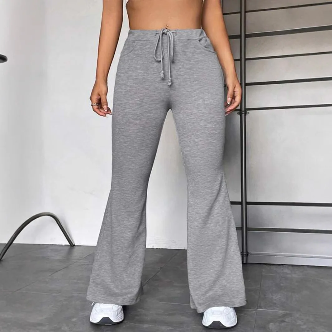 Women's Casual Outdoor Yoga Sports Pants Bell Bot Spliced Trousers Street Sle l Waist Lycra Fabric Summer 2023