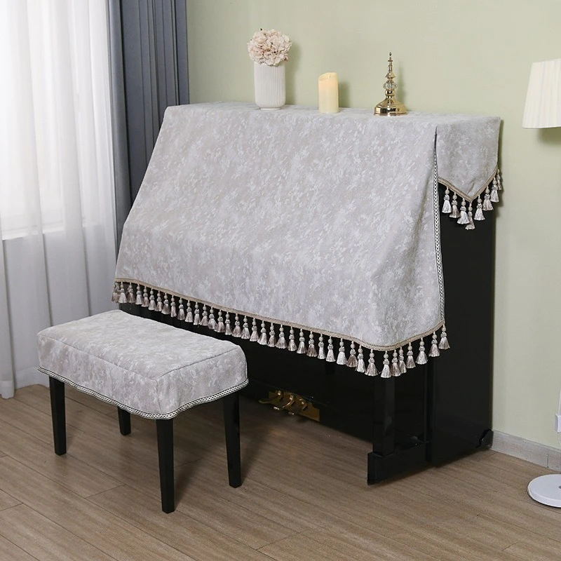 Chenille Piano Cover Fully Draped Dust Cover Thick Lace Piano Cover Exquisite Tassels Washable Wear-resistant Piano Decorations