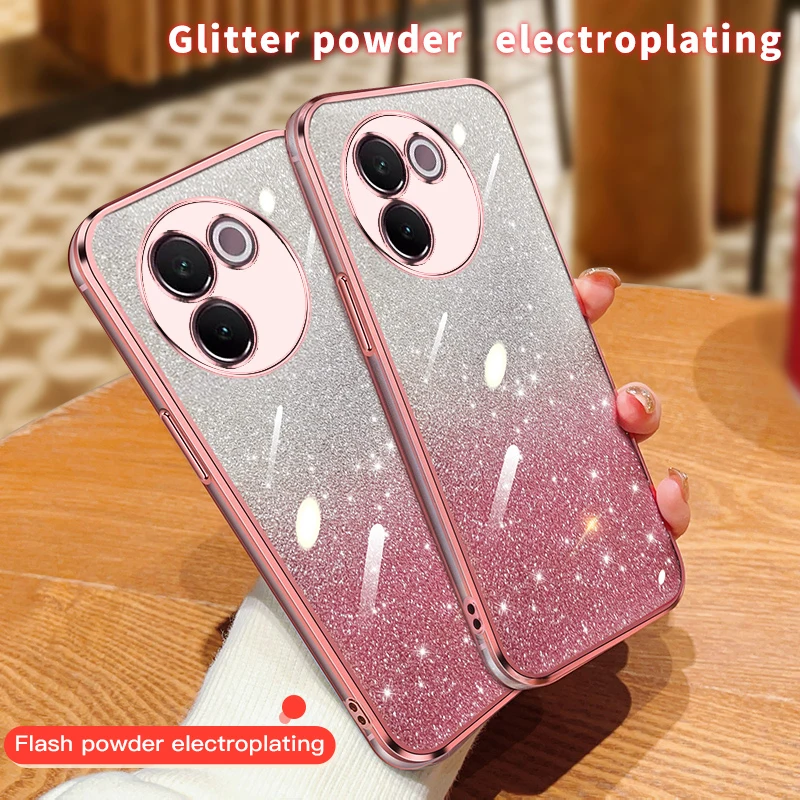 6D Plating Glitter Case for vivo V30e V 30e Luxury Soft Silicone Protection Full Camera Phone Cover vivoV30e V2339 Coque