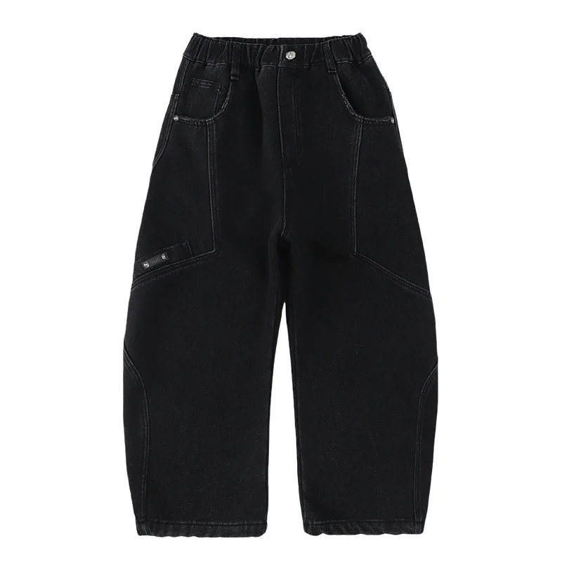 UNITIM Kinder-Jungenhosen Herbst 4-14 Jahre Kinder-Jungen-Jeanshosen Locker Sitzende Winter-Samt-Warme Jugendliche Jungen-Jeans – Detail 6