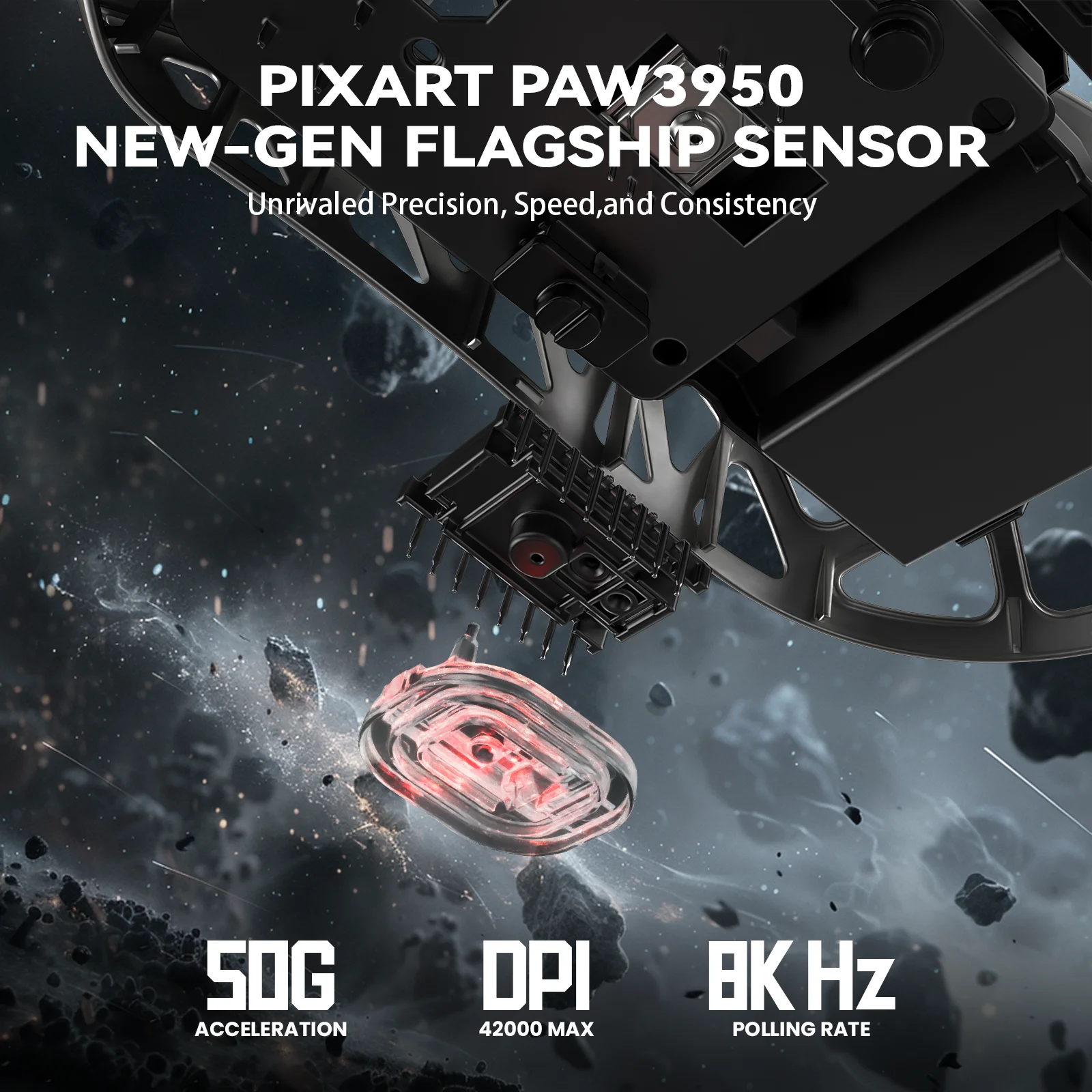 Imagem -04 - Mambasnake-magnesium Alloy Gaming Sensor Mouse Ataque Shark r2 Pixel Art Paw3950 Taxa de Polling sem Fio 45g 8000hz