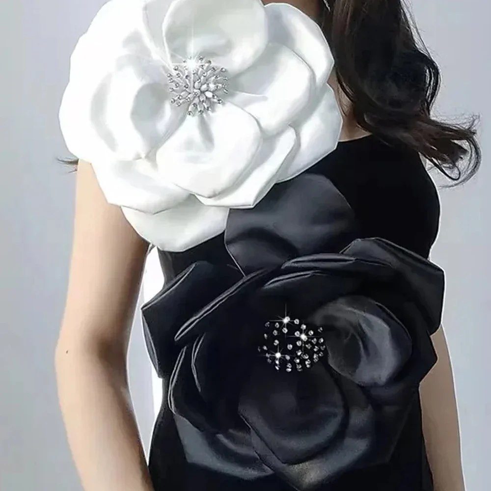

29cm 3D Beaded Flowers Stitch Decorative Cloth Fabric Large Sewing Applique DIY Sew Brooch Accessories Collar Flower