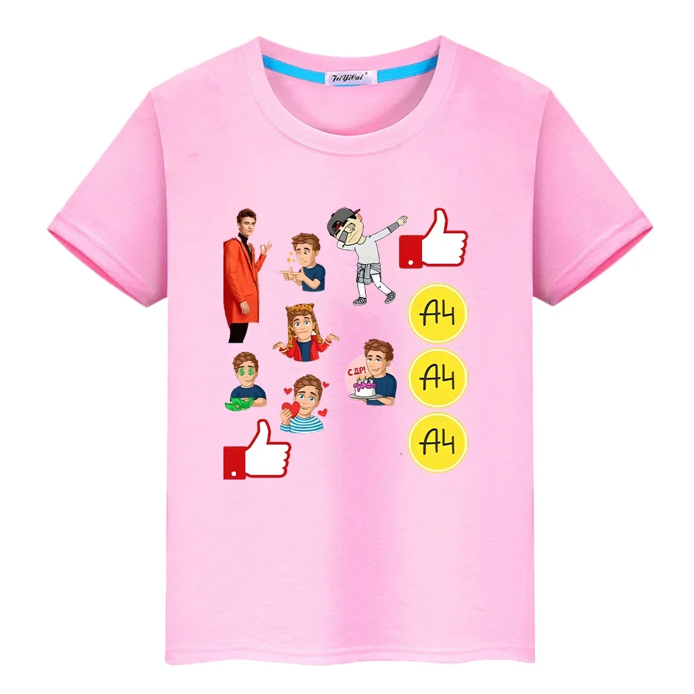 

Футболка из 100% хлопка с принтом Merch A4 для мальчиков, короткие футболки с аниме, футболка Влад Бумага А4 Kawaii, топы y2k, цельная детская одежда для девочек