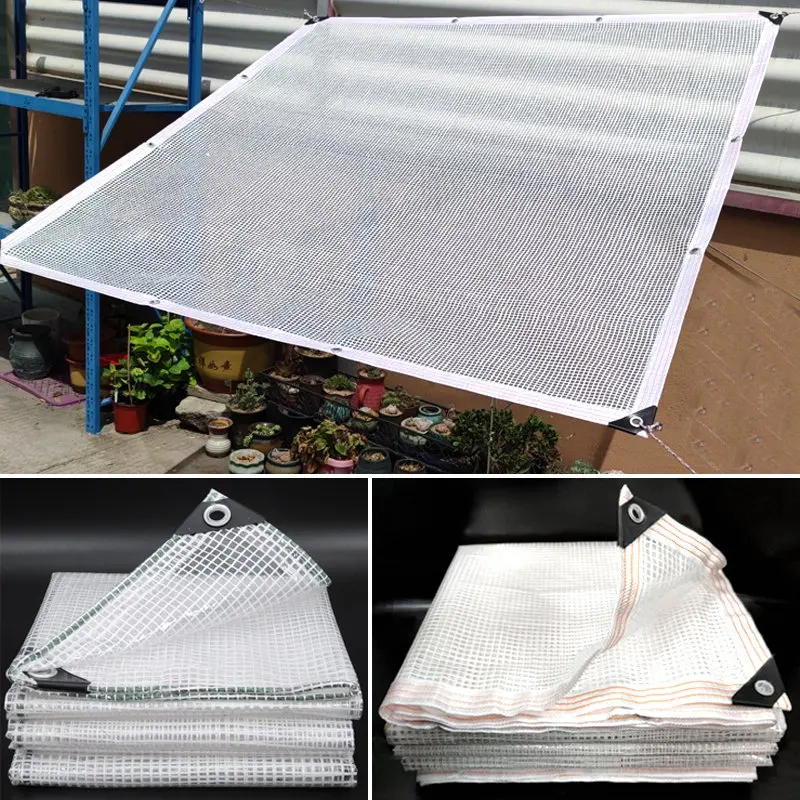 Thick 0.3mm PE Grid Rainproof Cloth Outdoor Waterproof Awning Garden Bonsai Succulent Plant Rain Shelter Transparent Tarpaulin