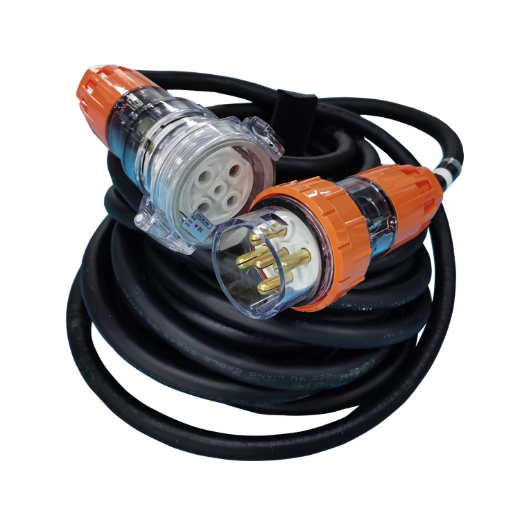 

3 Phase Australia power cable with IP66 32A 5Pin male and female connectors PVC rubber cable