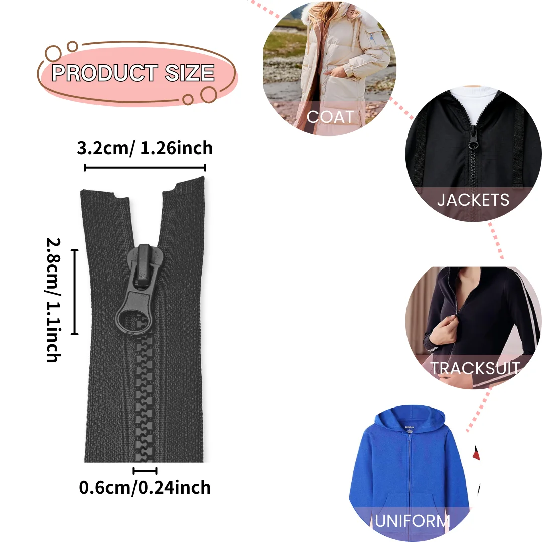 1pcs #5 Open-End Multi Color Resin Plastic Zippers with Pull Rings, Suitable for Tailoring, Sewing, Bags, and Apparel.