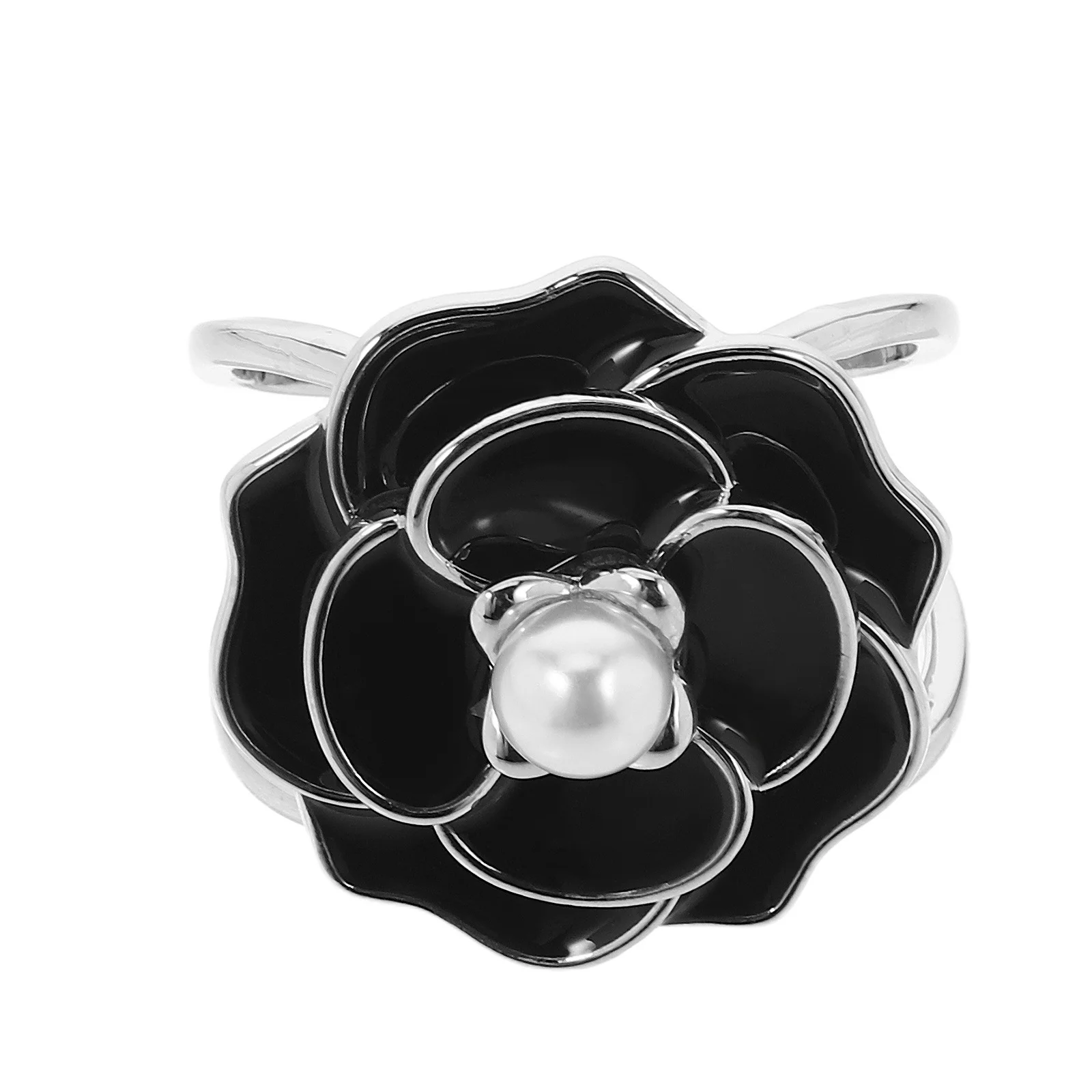 أنيقة وهمية اللؤلؤ وشاح حلقة كليب للنساء زهرة تصميم شال مشبك سبيكة وشاح السحابة أزياء الملابس التبعي