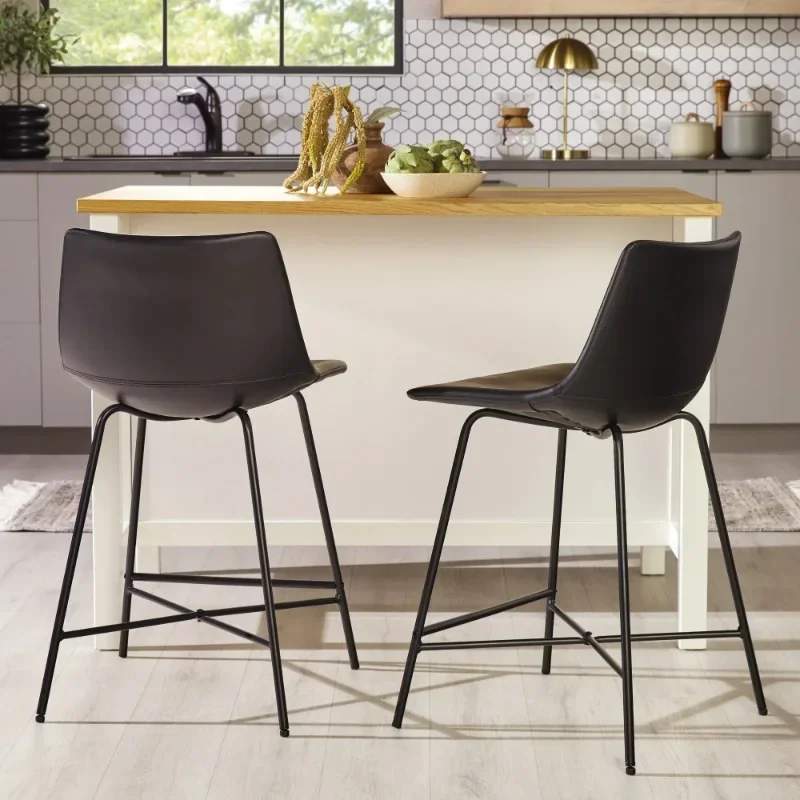 

Upholstered Metal Counter Stools with X Base