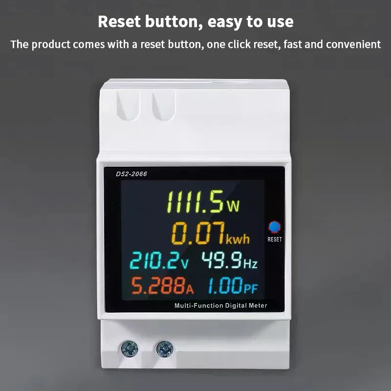 6IN1 Din Rail AC Monitor 110V 220V 380V 100A Voltage Current Power Factor Active KWH Electric Energy Frequency Meter