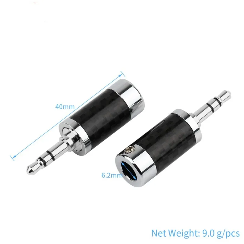 3,5mm Klinkenst ecker 3-polig zum Löten des HiFi-Audio kabels 3,5 Stecker Stecker Kohle faser schale Gold rhodiniert schwarz – Detail 8