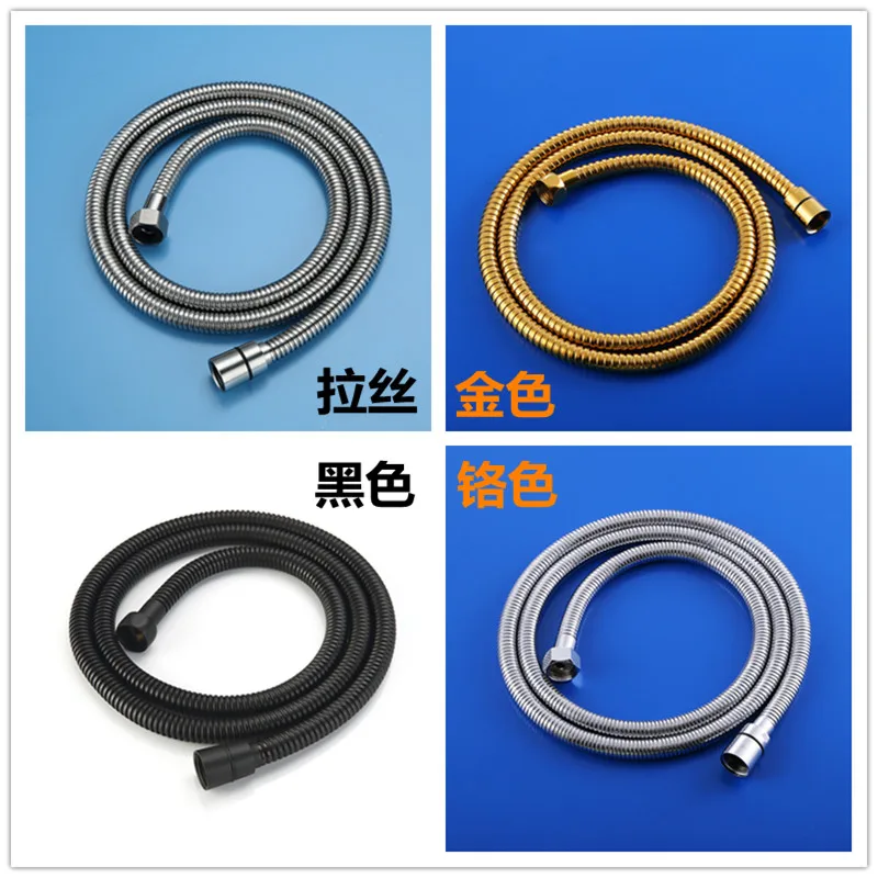 Black shower hose, shower outlet pipe, stainless steel shower nozzle hose