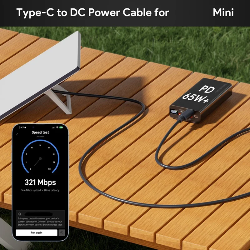 Cable de alimentación para Starlink Mini USB-C a Cable de alimentación CC Cable de alimentación tipo C Cable de extensión macho impermeable