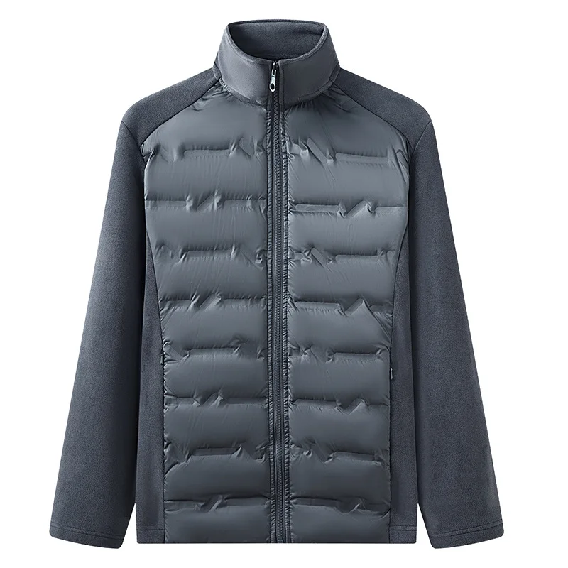 Men's 90% White Duck Down Jacket Winter Fleece-Spliced Insulated Inner Jacket Warm Outdoor Puffer Coat 2026