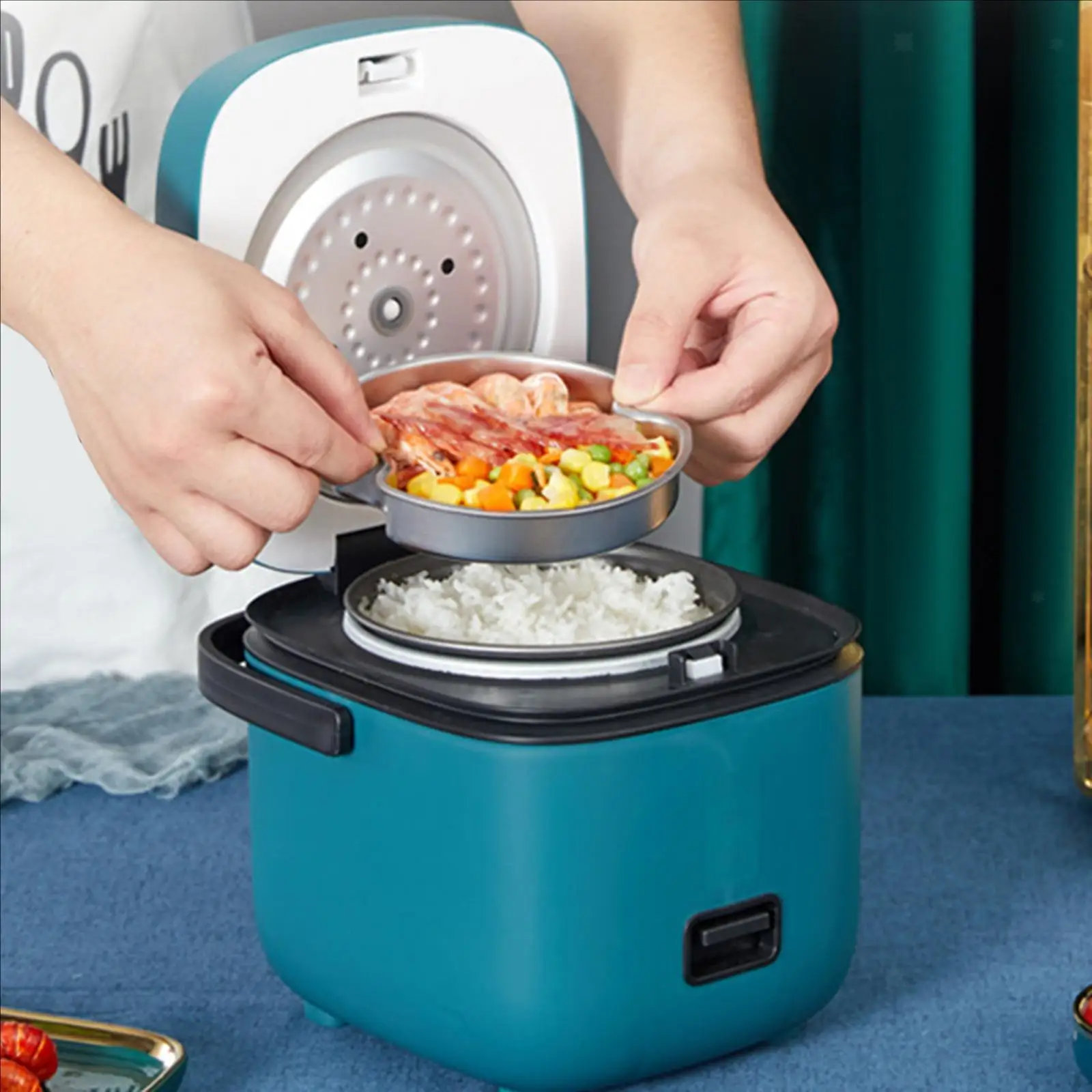 Household Kitchen Electric Cooking Machine 1.2L Small Rice Cooker Personal Rice Maker Food Steamer Electric Rice for Kitchen