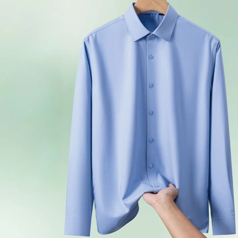 

8XL Long Sleeve Men Shirts Short Sleeve High Quality Work White Shirt Fashion Classic Solid Color Business Men Long Sleeve Shirt